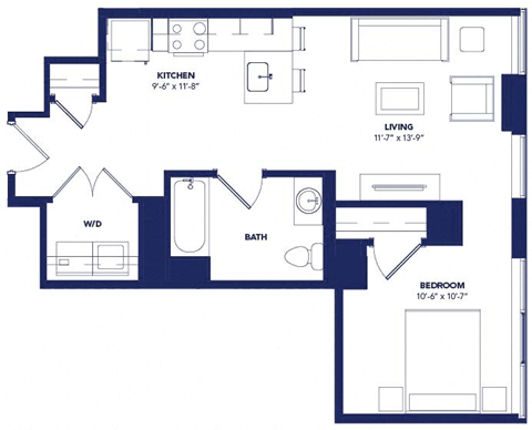 Studio 1 bath at Two Twelve Clayton Apartments, Clayton, MO, 63105